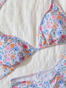 Swim Mod Women's Random Print Halter High Cut Bikini Set, Spring/Summer - Multicolor - View 5