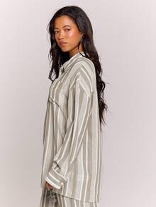 MUSERA Áo sơ mi dài tay cài cúc bằng vải lanh có họa tiết, thích hợp cho mùa xuân hè, đi biển, kỳ nghỉ, phong cách dễ thương, thường ngày. - Nhiều màu - Xem 3