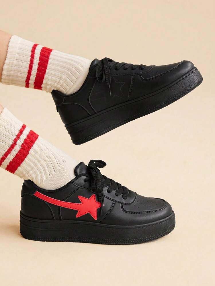 CUCCOO EASI Women's Fashion Lace-Up Platform Casual Shoes, Waterproof Platform Sports Shoes, Versatile In Spring And Autumn