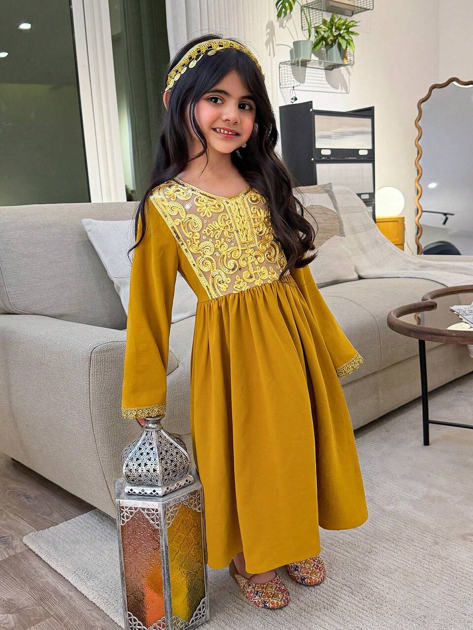 Young Girl Elegant Party Sequin & Embroidery Patchwork Dress