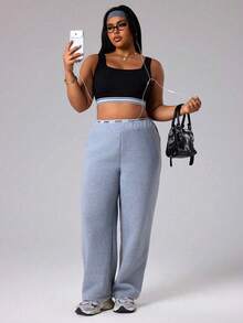 SHEIN Dewbera Sujetador deportivo sin costuras negro y blanco para yoga, talla grande para mujer - Multicolor - View 6