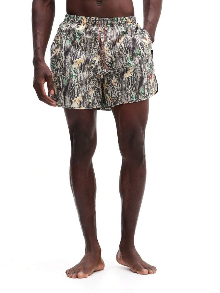 Men's Camouflage Board Shorts Quick Dry Swimming Trunks Beach Vacation Outdoor Summer Drawstring Swimwear Nylon Shorts