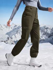 In My Nature Women's Zip Pocket Detachable Hiking Pants - Army Green - View 5