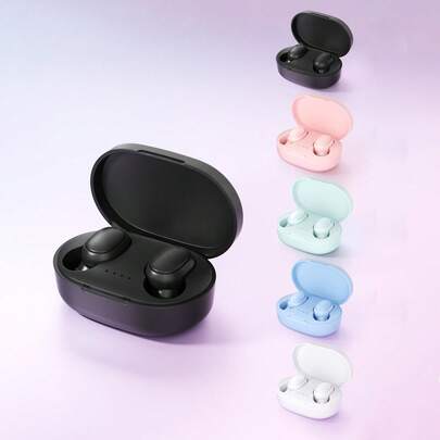 Teckwe Wireless Earbuds, Mini Music Earbuds, In-Ear Wireless Headphones With Charging Case, No Cable, Capacitive Microphone, Noise Cancellation, Volume Control, Candy Color Earbuds