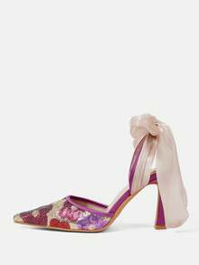 CUCCOO HITCHD Zapatos de mujer de tacón de aguja puntiagudo para boda, banquete y fiesta, elegantes - Morado - Ver 8