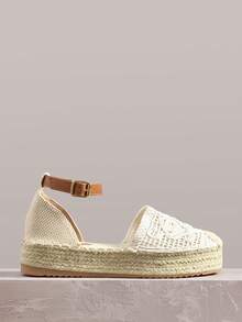 Styleloop Women's Fashionable Versatile Buckle Design Thick Bottom Wedge Shoes For Daily Wear - Apricot - View 1