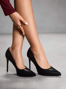 CUCCOO SZL Women's Pointed Toe Elegant Commuter High Heels Spring Shoes - Black - View 5