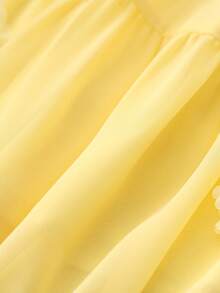 GlowEve Women's Summer New 3D Floral Yellow Strap Vacation Dress - Light Yellow - View 8