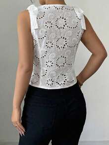 Elenzga Women's Spring/Summer Elegant Embroidered Fitted A-Line Jacket, Suitable For Commuting, Dating And Casual Occasions - White - View 2