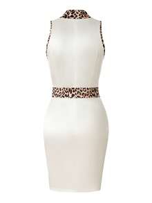 EMERY ROSE Women's Leopard Print Collar Sleeveless Short Dress - Multicolor - View 4