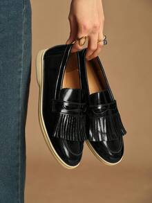 Rosivie Bow Suede Casual Shoes Women's Soft Sole Versatile Slip-On - Black - View 3