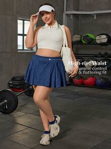 Flexra Plus Size Women's Casual Elastic Denim Shorts - Dark Wash - View 7