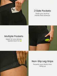 GLOWMODE Modal Gusset Swing Smart Sweat-Wicking Quick-Drying Side Pockets Anti-Slip Grips Tennis Boy Shorts Tennis Golf Pickleball Daily Active Wear - Black - View 4