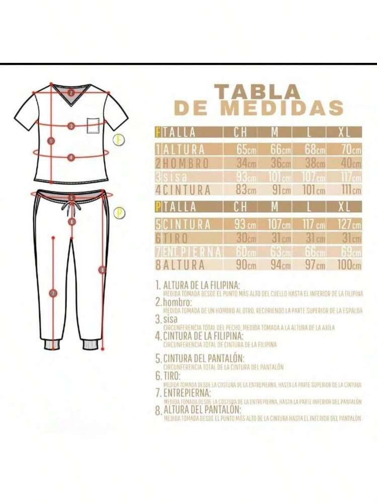 Conjunto uniforme médico quirúrgico set 2 piezas dama mujer manga corta cuello v pantalón jogger resorte cordón cómodo - Negro - Añade 6