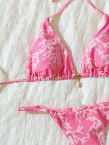 Swim Mod Bộ bikini gợi cảm cổ yếm in họa tiết ngẫu nhiên dành cho nữ, trang phục đi biển mùa hè. - Nhiều màu - Xem 6