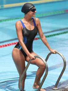 Swim Nautrix 1 chiếc áo vest thể thao chuyên nghiệp dành cho nữ, thích hợp cho tập thể dục trên bãi biển, có dây đeo vai, màu đen và xanh dương, kiểu áo bơi đua xe tùy chỉnh. - Nhiều màu - Xem 6