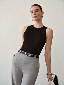 MOTF PREMIUM ROUND NECK SLIM FIT TANK TOP - Black - View 7