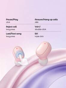 Teckwe Wireless Earbuds, Mini Music Earbuds, In-Ear Wireless Headphones With Charging Case, No Cable, Capacitive Microphone, Noise Cancellation, Volume Control, Candy Color Earbuds - one-size - View 4