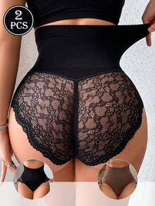 NudeFit 2pcs Women Lace High Elasticity Slimming Pants - Multicolor - View 1