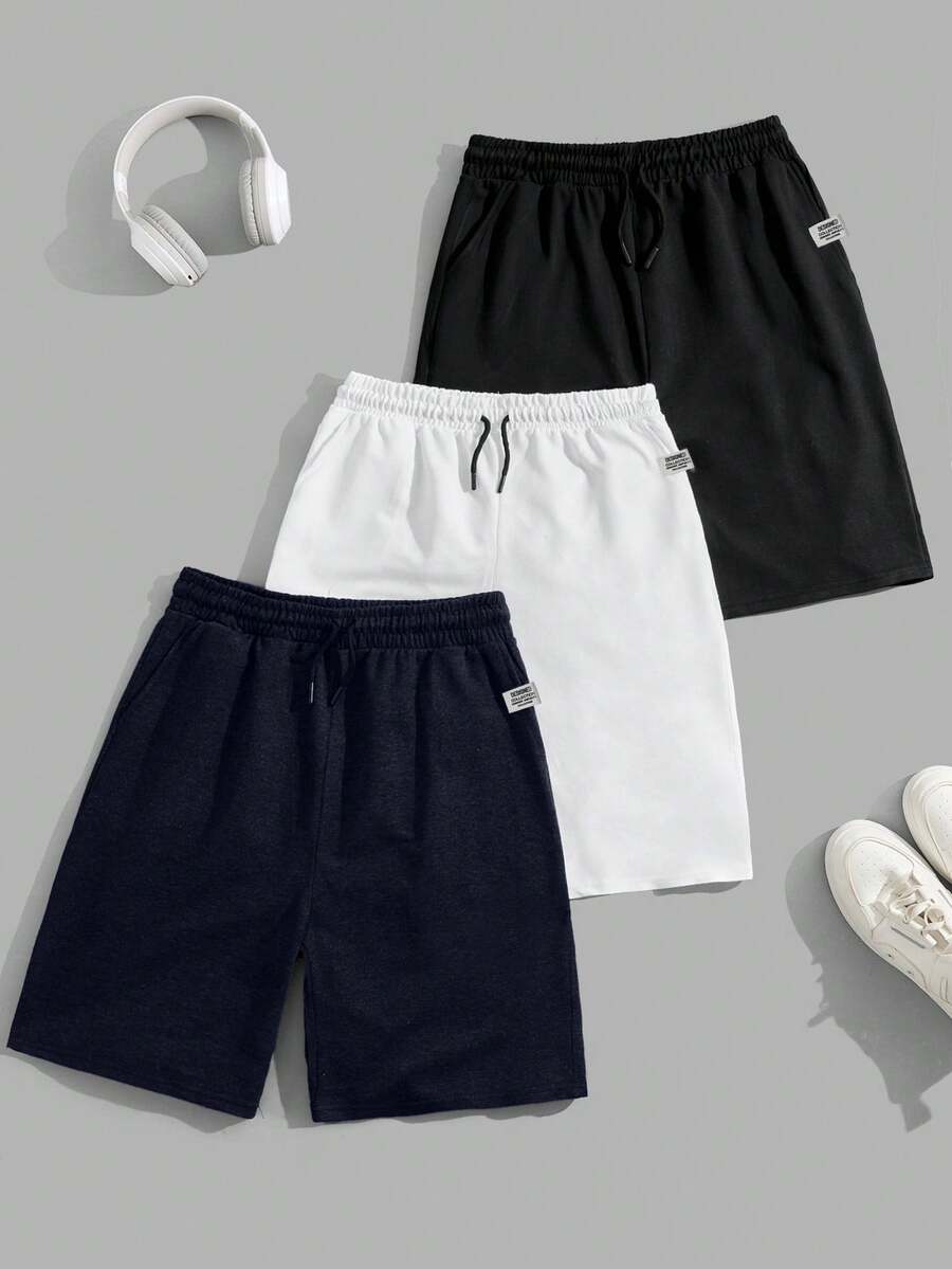EURMUSE Men Cottonline 3pcs Pack Drawstring Patched Regular Short - Multicolor - View 1