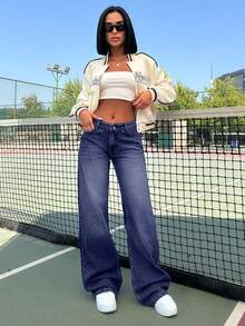 EURMUSE LOW RISE WIDELEG LIGHT GREY Y2K JEAN - Dark Wash - View 4