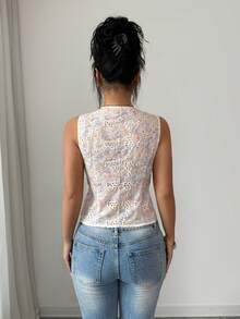 SHEIN Elenzya Camiseta sin mangas de cuello en V para mujer, primavera/verano - Multicolor - Ver 2