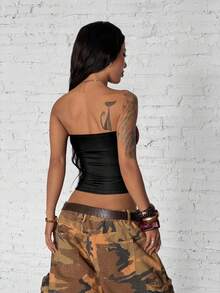 StreetHx Women's Black Base Printed Bandeau Top - Multicolor - View 2