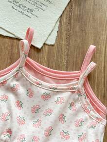 SHEIN Vintaside Kids 2件套女婴荷叶边下摆可爱吊带连衣裙套装 - 彩色 - 查看 4