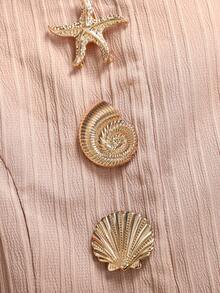 SHEIN Conjunto de chaleco sin mangas de unicolor y pantalones rectos para niña preadolescente, con decoración de metal, estrella de mar y concha, para uso casual, viajes y transporte, color albaricoque - Albaricoque - Ver 8