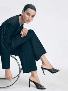 Mnmlis Sandalias de tacón alto con cierre deslizante para uso diario de moda para mujer - Negro - Ver 6