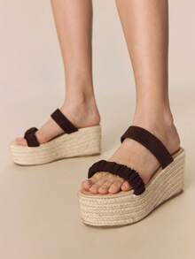 Styleloop Sandalias de plataforma y cuña para mujer - Óxido marrón - Ver 3