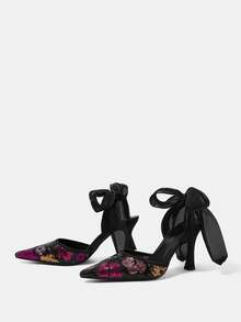CUCCOO HITCHD Women Shoes Pointed Stilettos Wedding Banquet Party Elegance Wedding Shoes Summer Shoes Bride Shoes - Black - View 12