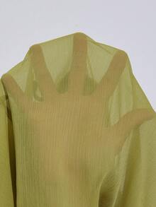 Aveloria Modichic 薄荷绿雪纺荷叶边下摆女士衬衫，V领设计，层叠褶皱波浪元素，法式复古浪漫优雅办公室长袖衬衫 - 綠色 - 查看 7