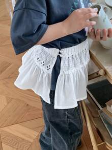 Dazy Kids Young Girl Embroidered Ruffle Casual Versatile Daily Wear Mini Skirt - White - View 5