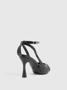 CUCCOO SZL 女士法式尖头交叉绑带平底凉鞋，百搭 - 黑色 - 查看 3