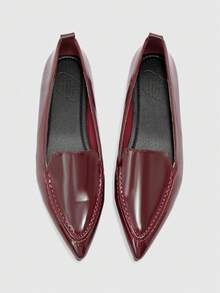 CUCCOO BIZCHIC Zapatos de mujer de punta para uso diario y casual, tipo bailarinas - Burdeos - Ver 2