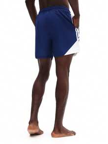 SUMWON Men's Quick Dry Beach Swim Trunks With White Side Panel Design Summer Swimming Boardshorts Elastic Waistband Drawstring Closure Casual Water Sports - Blue - View 2