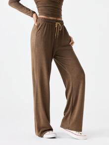 Loungeista 2pcs Set Women Long Sleeve Solid Color Tight Fitting Top And Pants Set, Spring/Autumn/Winterfor Summer - View 6