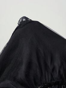 Bohemela Boho Spring/Summer Casual Black Woven Spaghetti-Strap Women's Cami Top, Elegant Ruffle Trim With Lace Patchwork, Valentine's Day Outfit, Women's Vacation Outfit, Music Festival Outfit, Women's Holiday Outfit, Beach Vacation Outfit, Back-To-School Outfit, Summer Women's Cami Top, Carnival Costume, Women's Spring & Summer Outfit - Black - View 8