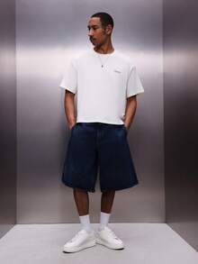 PLAYBOY X SUMWON 男士兔子图案印花短袖圆领纯棉T恤，休闲街头风夏季时尚，常规版型 - 白色 - 查看 3