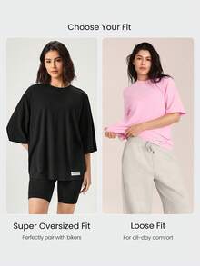 GLOWMODE Pima Cotton Ultra-Soft Breathable Lightweight Stretchy Relaxed Fit Acid Wash Crewneck Tee Daily Casual Street Wear - Pink - View 4