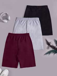 EURMUSE Men 3pcs Pack Drawstring Label Detailed Regular Shorts - Multicolor - View 2