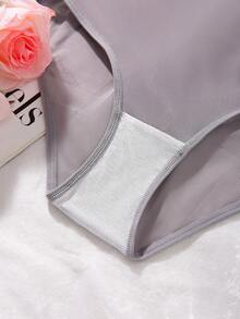 5 chiếc/gói Quần lót cạp cao mềm mại, phối lưới - Nhiều màu - Xem 4