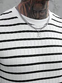 Manfinity CasualCool 男士条纹圆领休闲百搭日常短袖T恤 - 彩色 - 查看 6