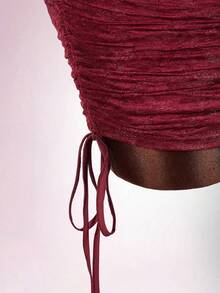 Amplova 2026 New Lace Two Pieces Top & Lace Mini Dress Set, Suitable For Dates And Parties - Burgundy - View 9