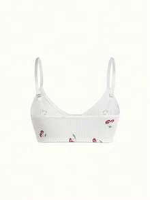 Women's Front Closure Cherry Comfortable Bra - White - View 2
