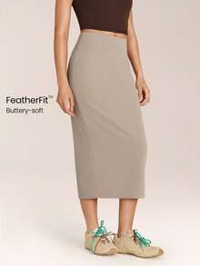 GLOWMODE Metro Moves 吸湿速干 UPF 50+ 塑形收腹长裙，日常休闲街头风 - 卡其色 - 查看 8