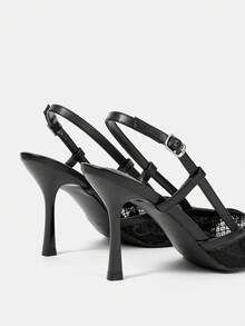 CUCCOO HITCHD 纯色拼接金属装饰简约休闲女式高跟鞋春季鞋款春假复活节舞会高跟鞋 - 靜夜黑色 - 查看 12