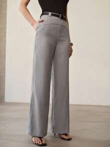 MOTF PREMIUM SLANT POCKET WIDE LEG SUIT PANTS - Grey - View 2