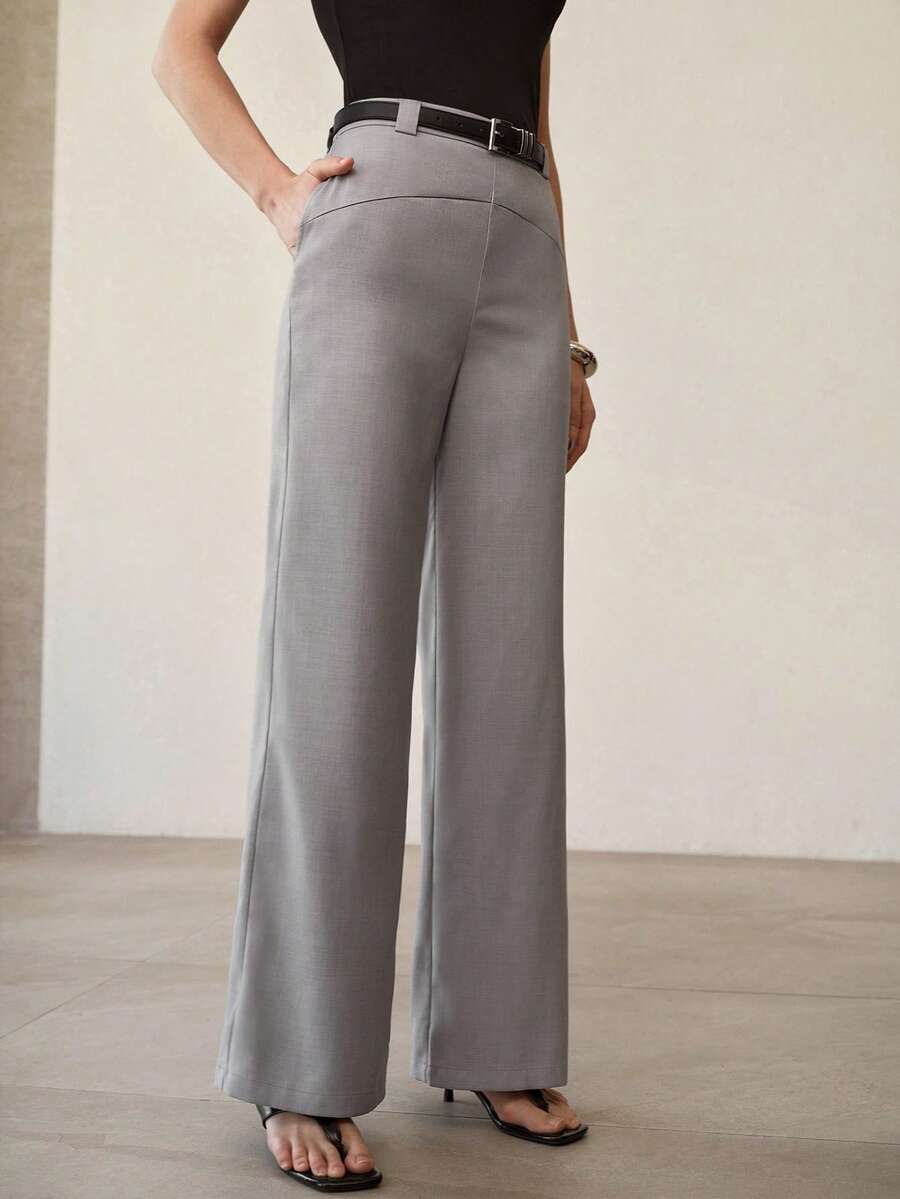 MOTF PREMIUM SLANT POCKET WIDE LEG SUIT PANTS - Grey - View 2